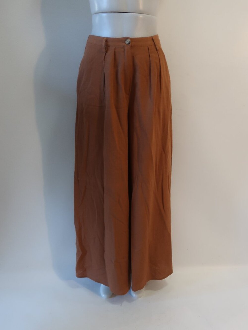 Womens Benaar LA Brown (Item-862) Pleated Front Wide Leg Palazzo Trouser Pants S